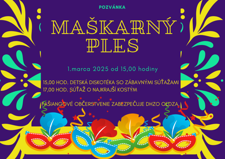 plagát maškarného plesu